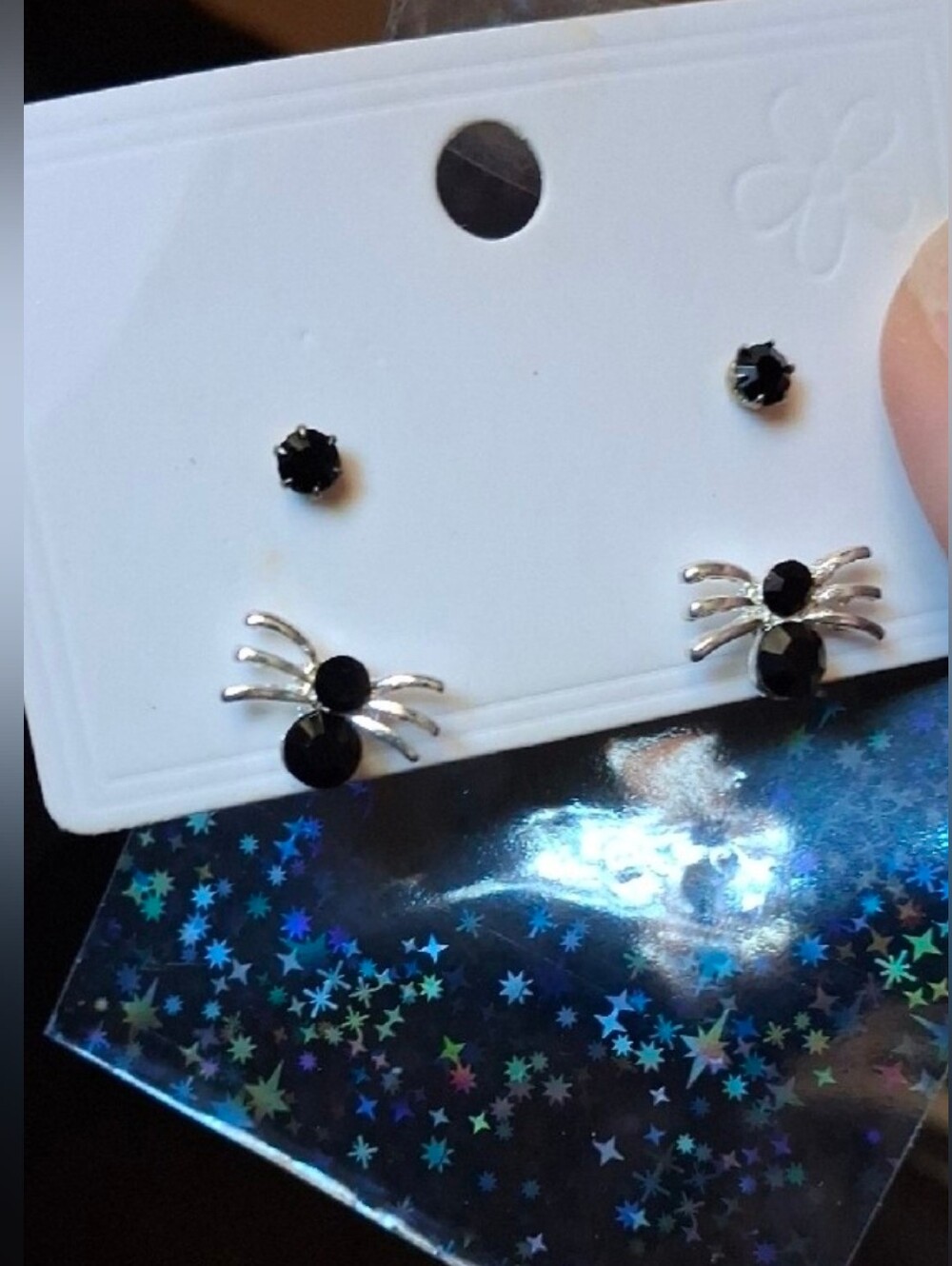 $8 Each Or Bundle 5/$20 Holloween Black & Silver Spider Stud Earrings
